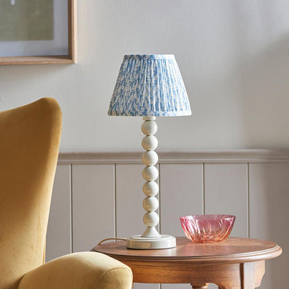 Higgledy And Leaf 20cm Shell Bay Blue Shade Table Lamp With High Gloss Almond White Base