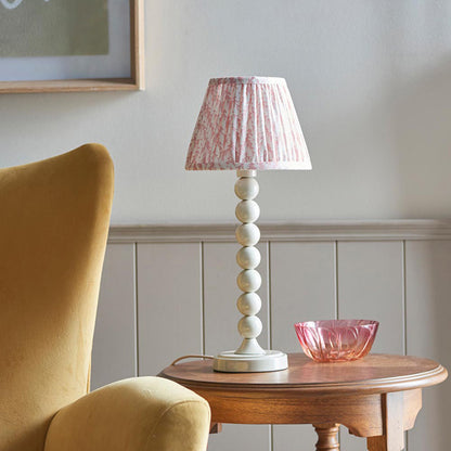 Higgledy And Leaf 20cm Peachy Keen Shade Table Lamp With High Gloss Almond White Base