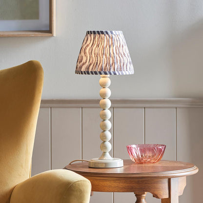 Higgledy And Ripple 20cm Pearl Grey Shade Table Lamp With Gloss Almond White Base