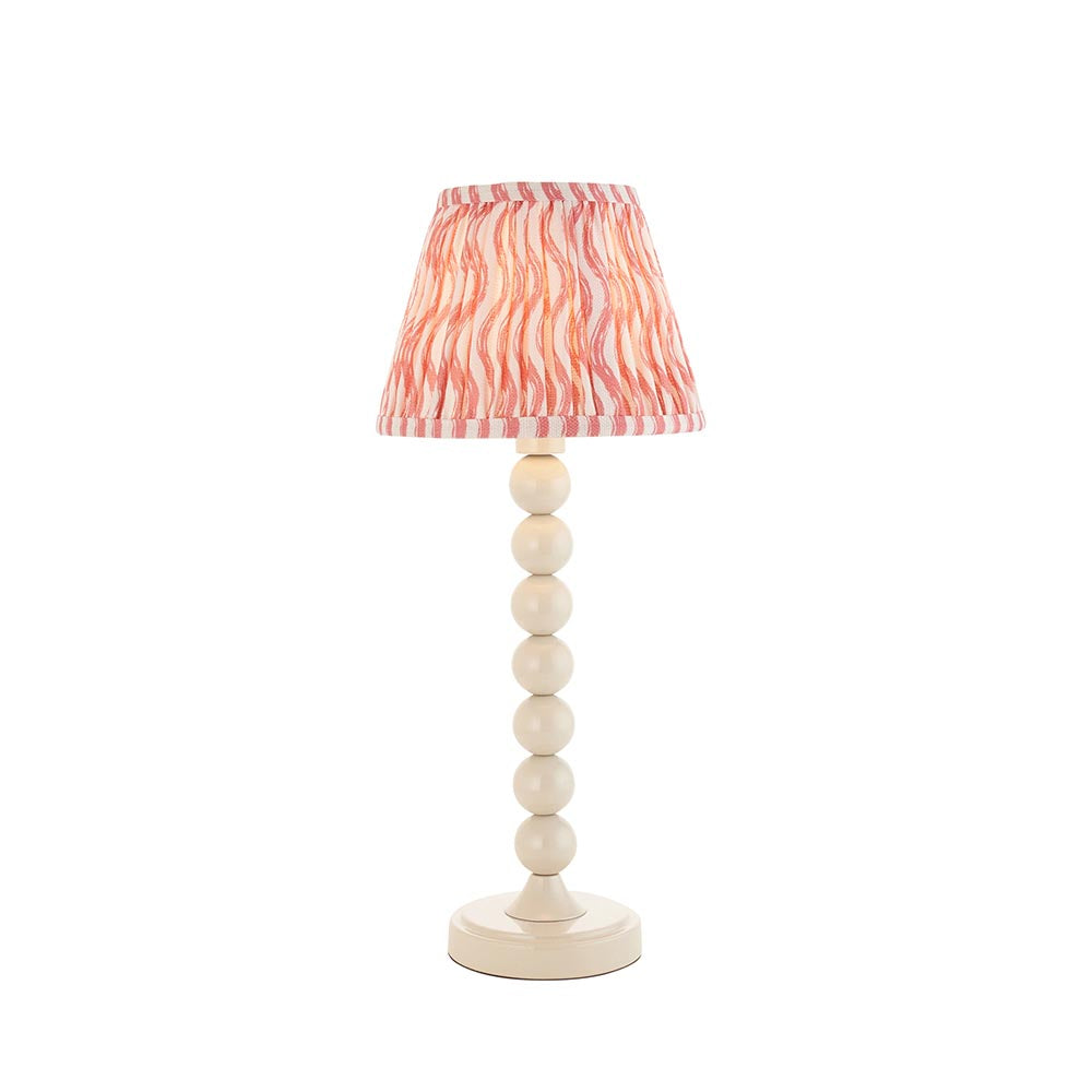Higgledy And Ripple 20cm Coral Pink Shade Table Lamp With Gloss Almond White Base