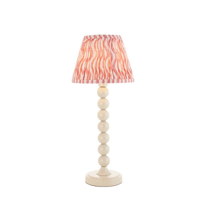 Higgledy And Ripple 20cm Coral Pink Shade Table Lamp With Gloss Almond White Base