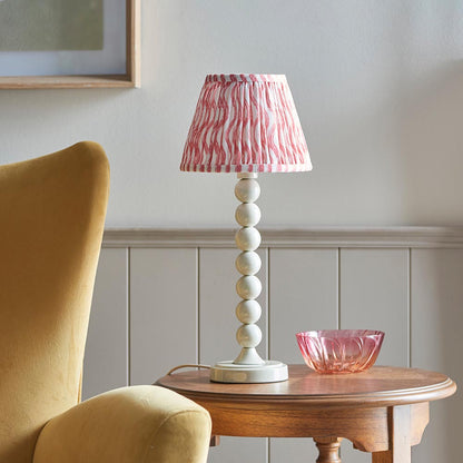 Higgledy And Ripple 20cm Coral Pink Shade Table Lamp With Gloss Almond White Base