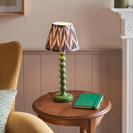 Higgledy And Zigzag 20cm Pearl Grey Shade Table Lamp With Gloss Cotswold Green Base