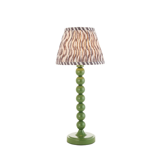 Higgledy And Ripple 20cm Pearl Grey Shade Table Lamp With Gloss Cotswold Green Base