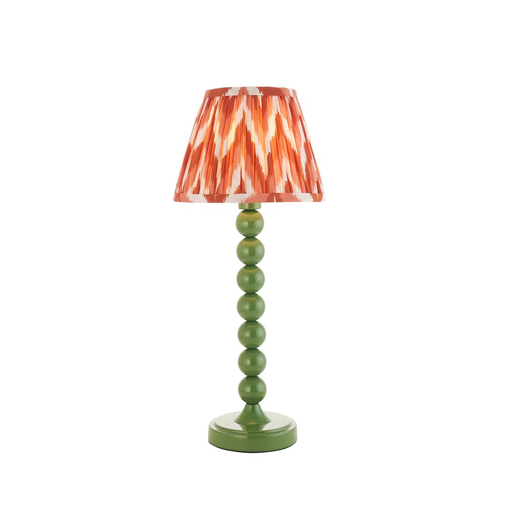 Higgledy And Zigzag 20cm Apricot Orange Shade Table Lamp With Gloss Cotswold Green Base