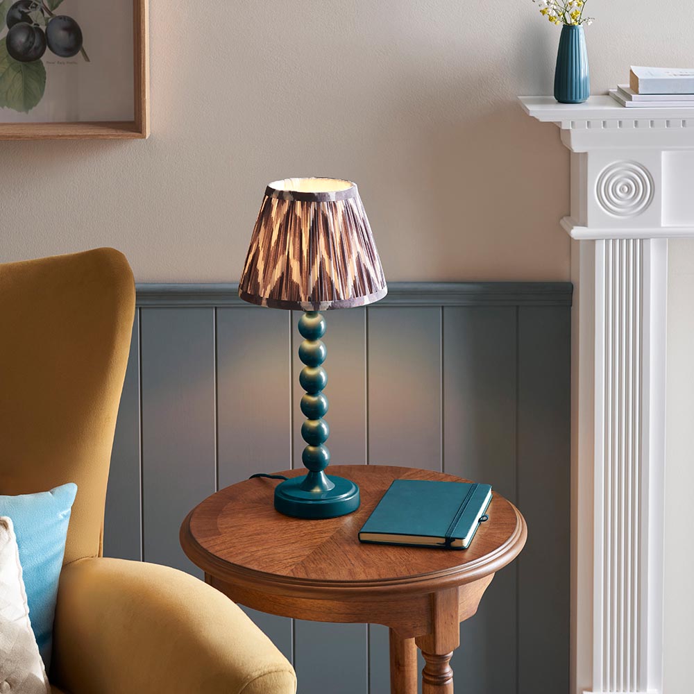 Higgledy And Zigzag 20cm Pearl Grey Shade Table Lamp With Gloss Marlin Blue Base