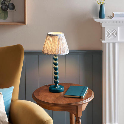 Higgledy And Leaf 20cm Shell Bay Blue Shade Table Lamp With High Gloss Marlin Blue Base