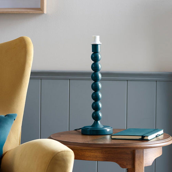 Higgledy And Leaf 20cm Shell Bay Blue Shade Table Lamp With High Gloss Marlin Blue Base