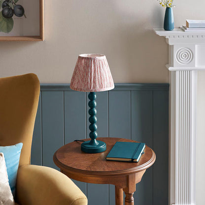 Higgledy And Leaf 20cm Peachy Keen Shade Table Lamp With High Gloss Marlin Blue Base