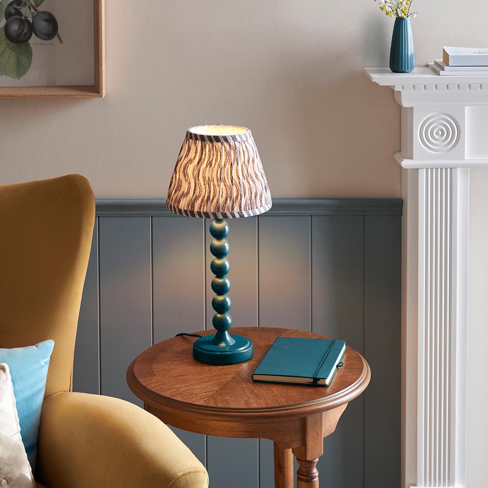 Higgledy And Ripple 20cm Pearl Grey Shade Table Lamp With Gloss Marlin Blue Base