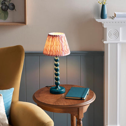 Higgledy And Ripple 20cm Coral Pink Shade Table Lamp With Gloss Marlin Blue Base