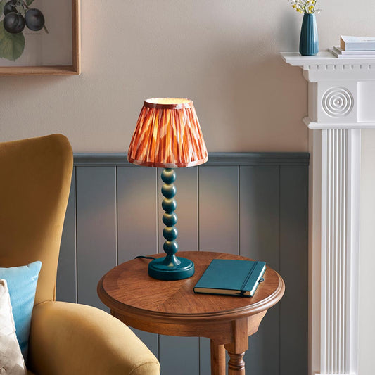 Higgledy And Zigzag 20cm Apricot Orange Shade Table Lamp With Gloss Marlin Blue Base