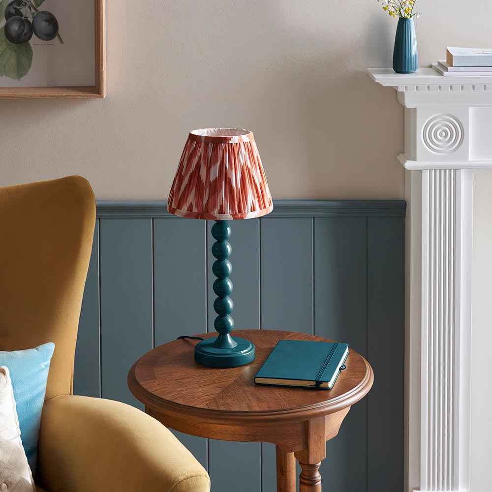 Higgledy And Zigzag 20cm Apricot Orange Shade Table Lamp With Gloss Marlin Blue Base