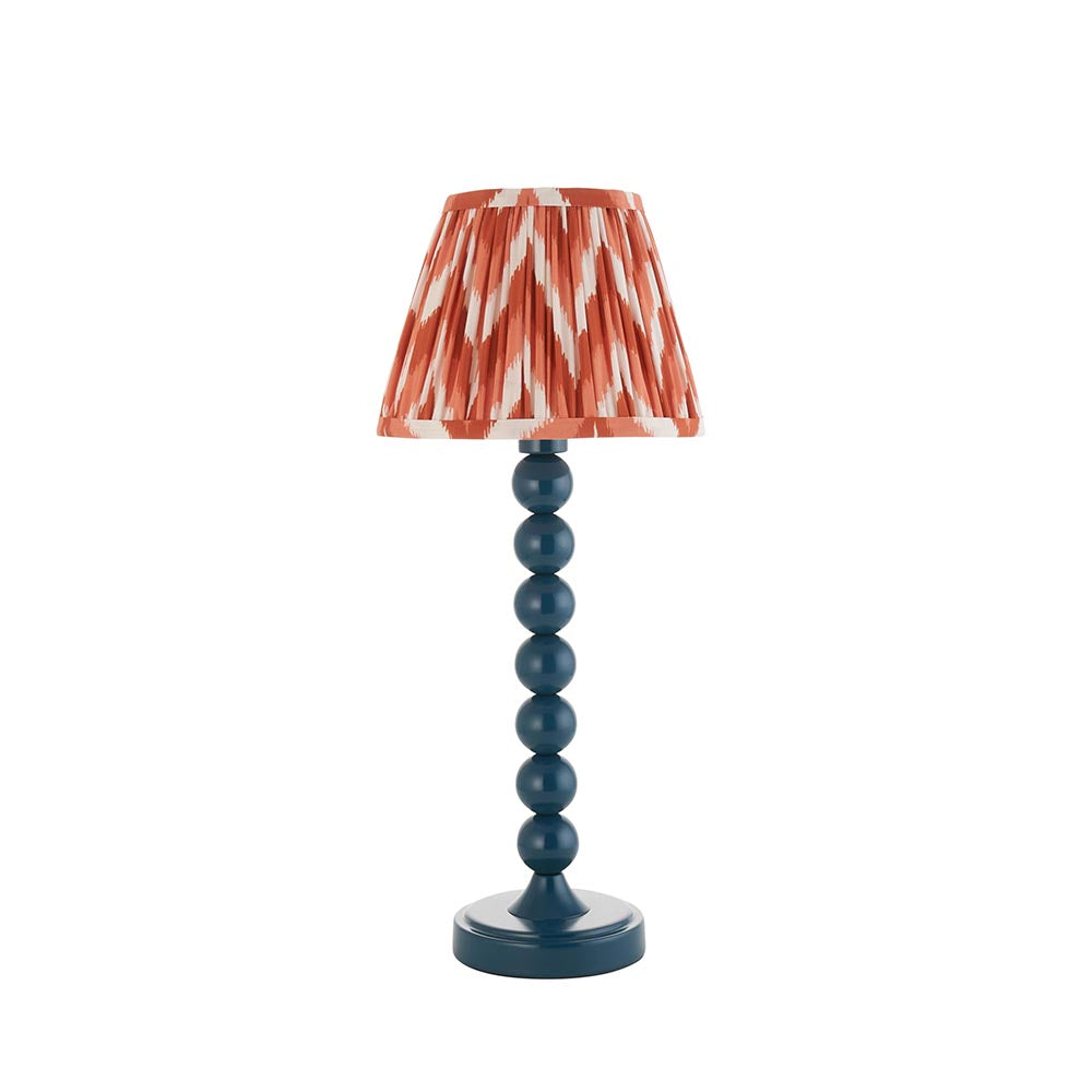 Higgledy And Zigzag 20cm Apricot Orange Shade Table Lamp With Gloss Marlin Blue Base
