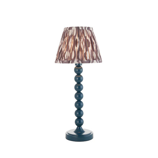 Higgledy And Ikat 20cm Pearl Grey Shade Table Lamp With High Gloss Marlin Blue Base