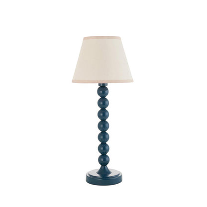 Higgledy And Ivy 20cm Vintage White Shade Table Lamp With High Gloss Marlin Blue Base