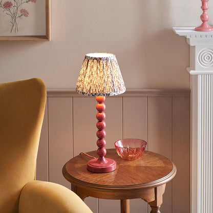 Higgledy And Leaf 20cm Pearl Grey Shade Table Lamp With High Gloss Pink Clay Base