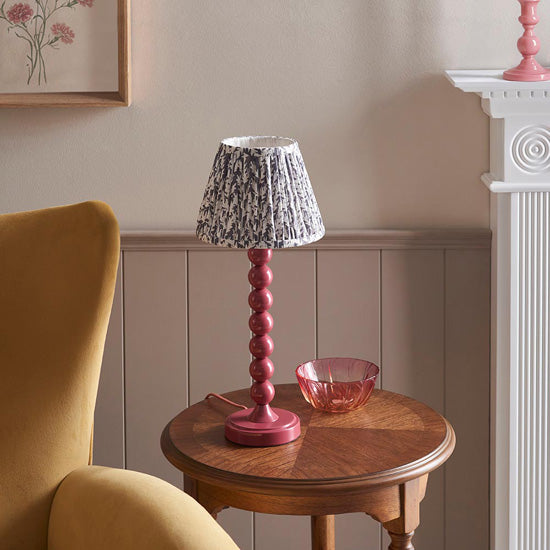 Higgledy And Leaf 20cm Pearl Grey Shade Table Lamp With High Gloss Pink Clay Base