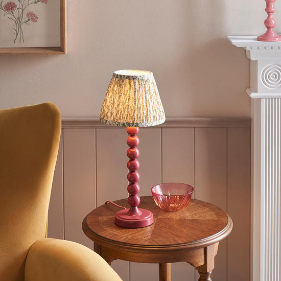 Higgledy And Leaf 20cm Herb Garden Green Shade Table Lamp With High Gloss Pink Clay Base