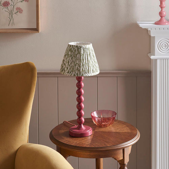 Higgledy And Leaf 20cm Herb Garden Green Shade Table Lamp With High Gloss Pink Clay Base