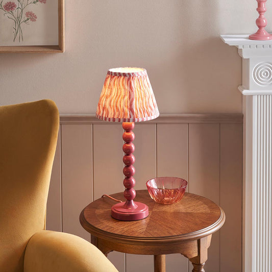 Higgledy And Ripple 20cm Coral Pink Shade Table Lamp With Gloss Pink Clay Base