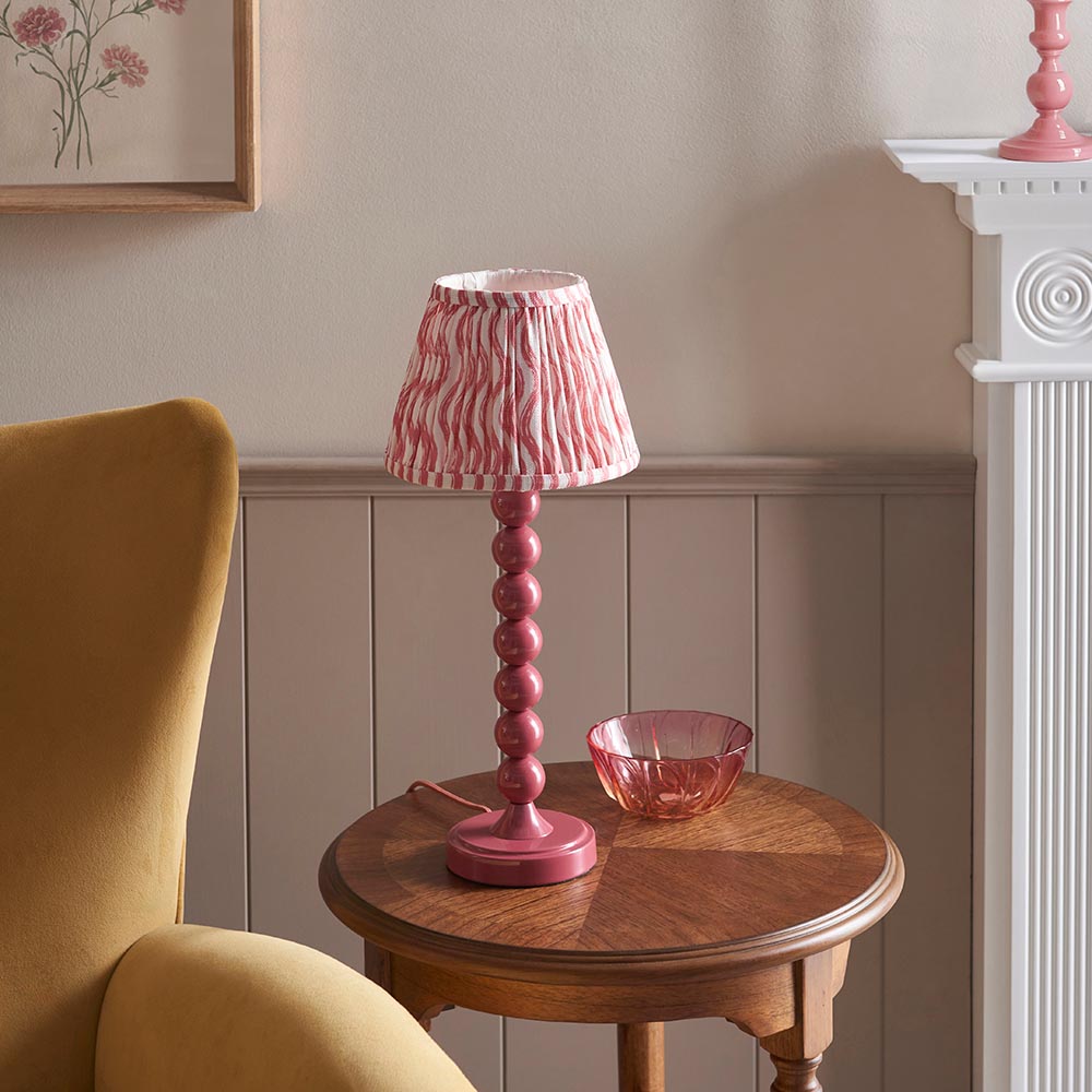 Higgledy And Ripple 20cm Coral Pink Shade Table Lamp With Gloss Pink Clay Base