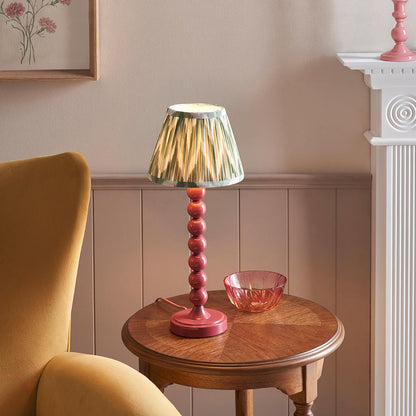 Higgledy And Zigzag 20cm Cotswold Green Shade Table Lamp With Gloss Pink Clay Base