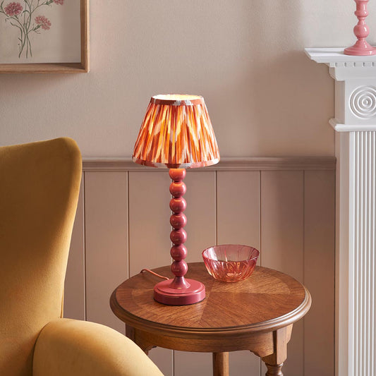 Higgledy And Zigzag 20cm Apricot Orange Shade Table Lamp With Gloss Pink Clay Base