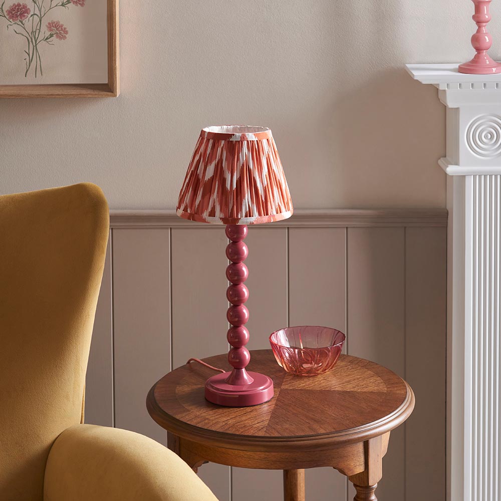 Higgledy And Zigzag 20cm Apricot Orange Shade Table Lamp With Gloss Pink Clay Base