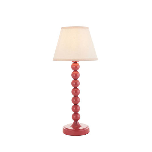 Higgledy And Ivy 20cm Vintage White Shade Table Lamp With High Gloss Pink Clay Base