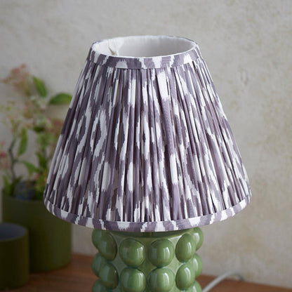 Bobble And Ikat 25cm Pearl Grey Fabric Shade Table Lamp In Olive Green Bobble Ceramic Base