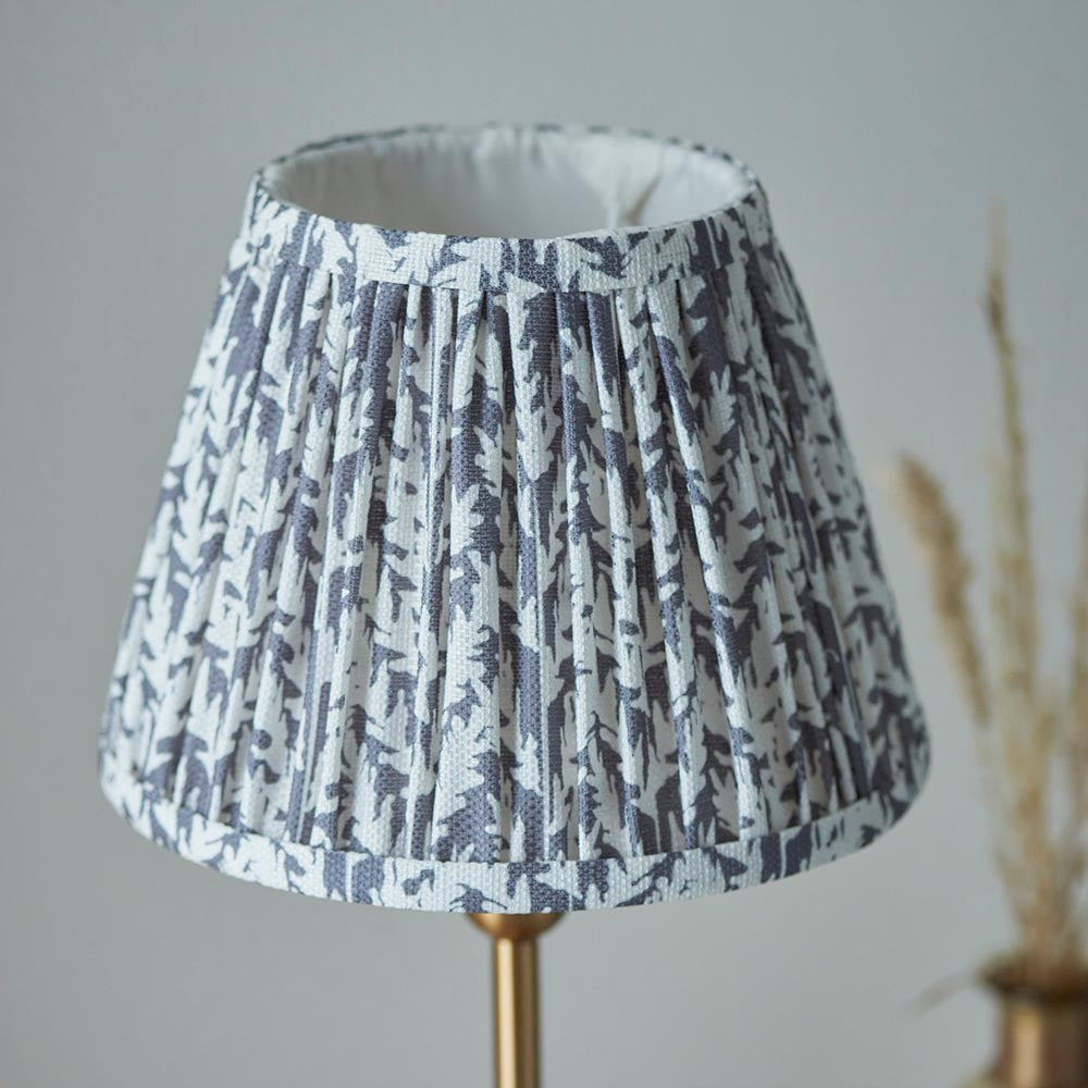 Santiago And Leaf 20cm Pearl Grey Shade Table Lamp In Brushed Aged Brass