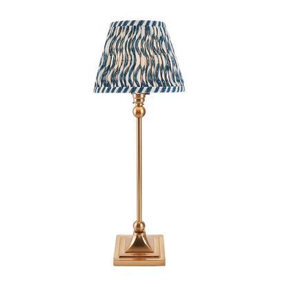 Santiago And Ripple 20cm Marlin Blue Shade Table Lamp In Brushed Aged Brass