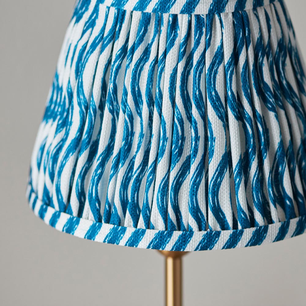 Santiago And Ripple 20cm Marlin Blue Shade Table Lamp In Brushed Aged Brass