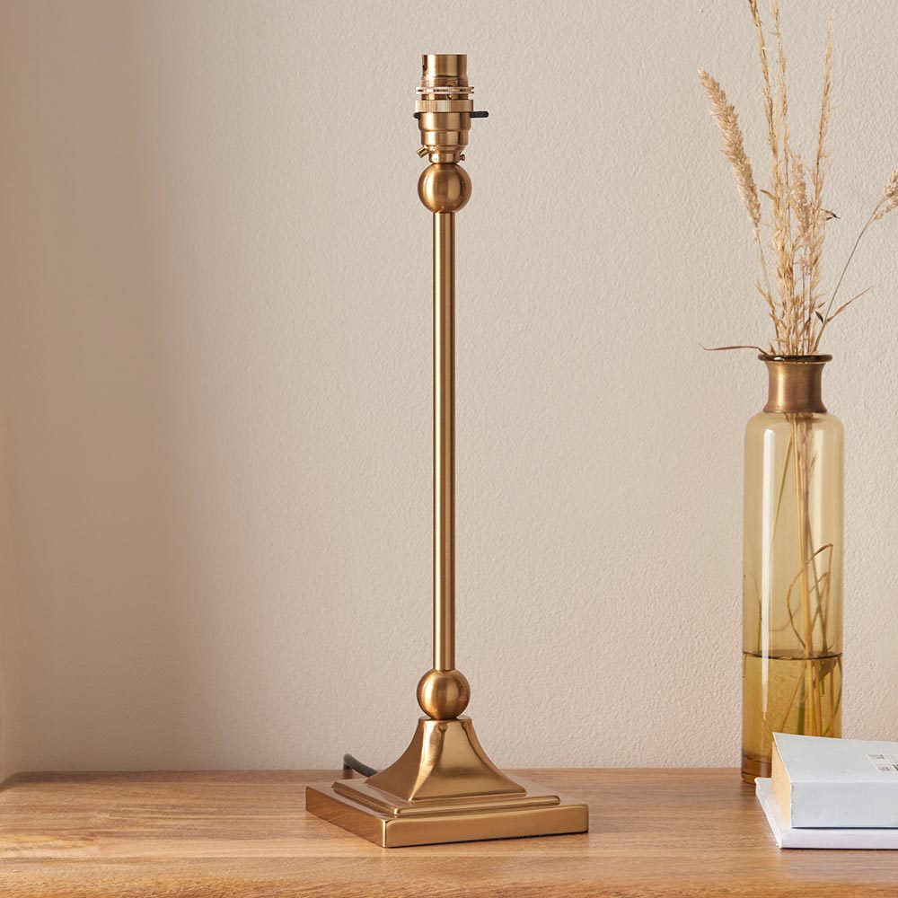 Santiago And Zigzag 20cm Pearl Grey Shade Table Lamp In Brushed Aged Brass