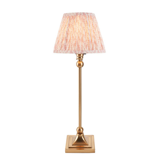 Santiago And Leaf 20cm Peachy Keen Shade Table Lamp In Brushed Aged Brass