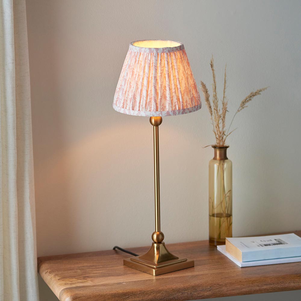 Santiago And Leaf 20cm Peachy Keen Shade Table Lamp In Brushed Aged Brass