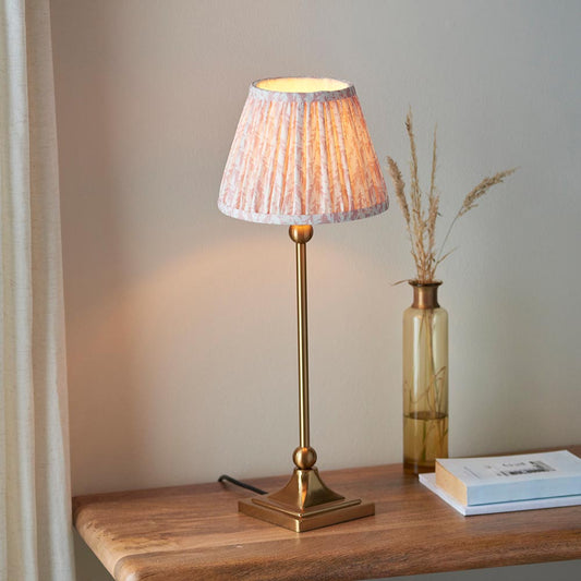 Santiago And Leaf 20cm Peachy Keen Shade Table Lamp In Brushed Aged Brass