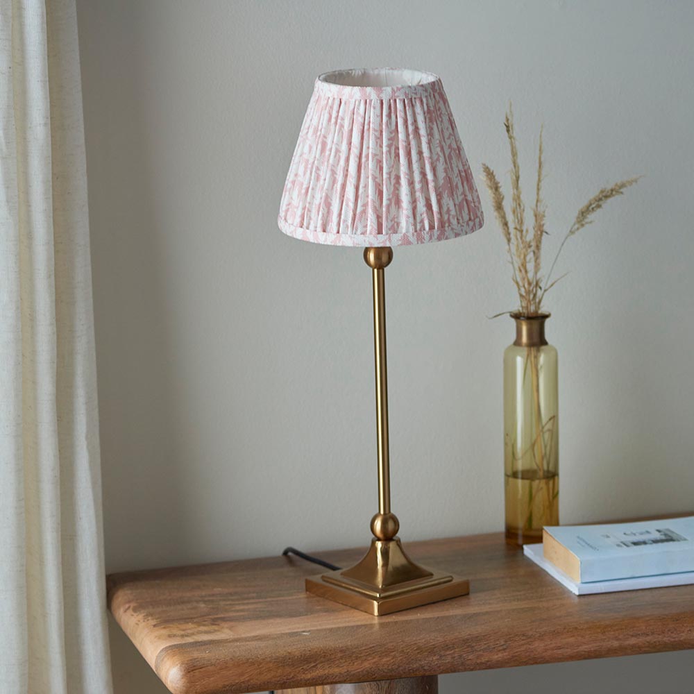 Santiago And Leaf 20cm Peachy Keen Shade Table Lamp In Brushed Aged Brass