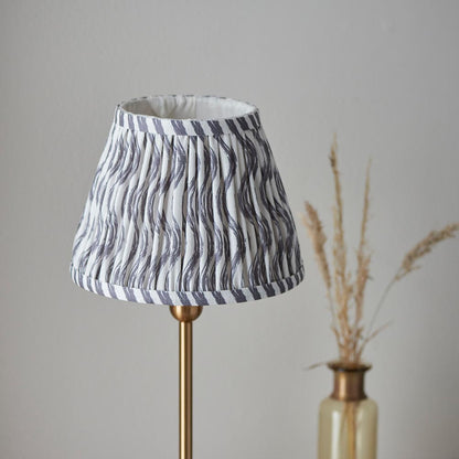 Santiago And Ripple 20cm Pearl Grey Shade Table Lamp In Brushed Aged Brass