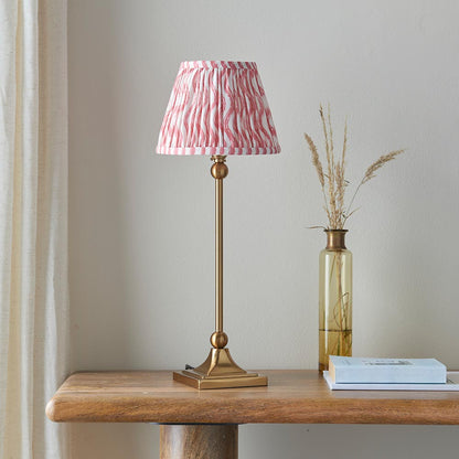 Santiago And Ripple 20cm Coral Pink Shade Table Lamp In Brushed Aged Brass
