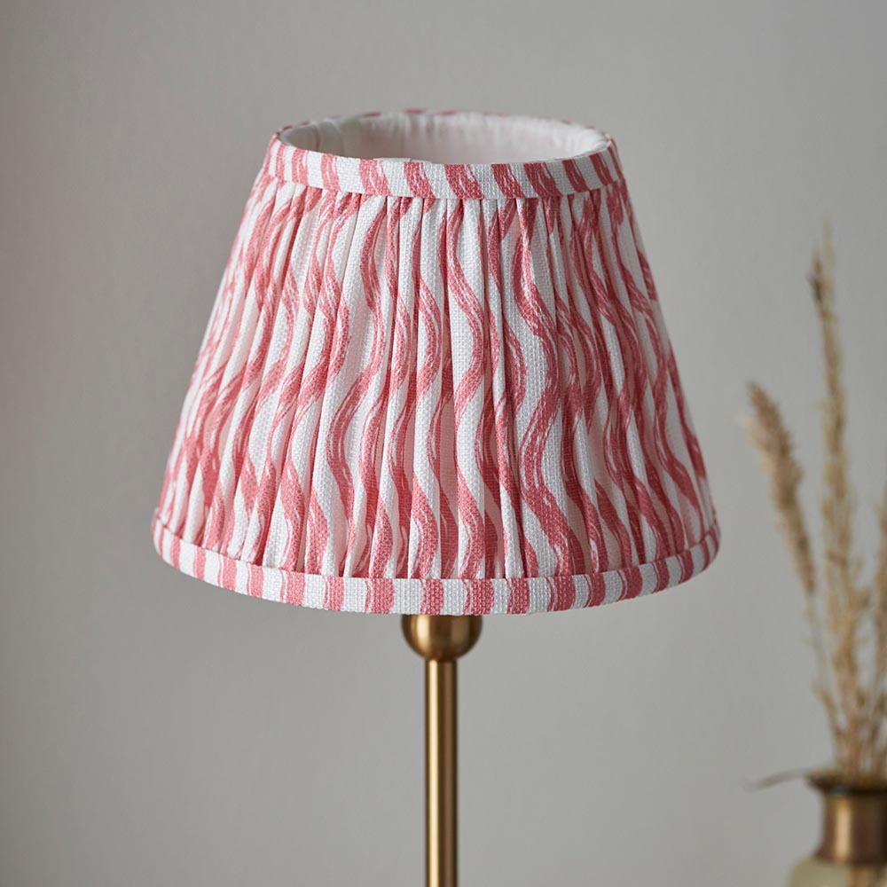 Santiago And Ripple 20cm Coral Pink Shade Table Lamp In Brushed Aged Brass