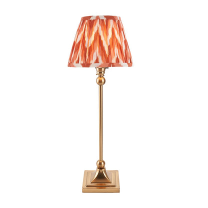 Santiago And Zigzag 20cm Apricot Orange Shade Table Lamp In Brushed Aged Brass