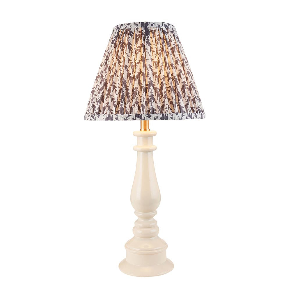 Myrtle And Leaf 25cm Pearl Grey Shade Table Lamp With Gloss Almond White Base