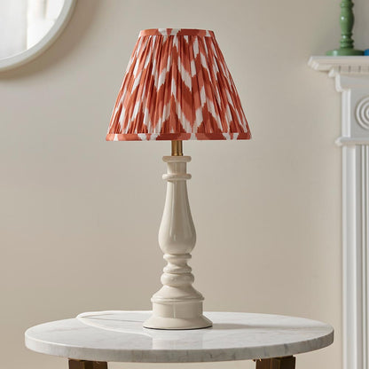 Myrtle And Zigzag 25cm Apricot Orange Shade Table Lamp With Gloss Almond White Base