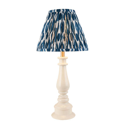 Myrtle And Ikat 25cm Marlin Blue Shade Table Lamp With Gloss Almond White Base