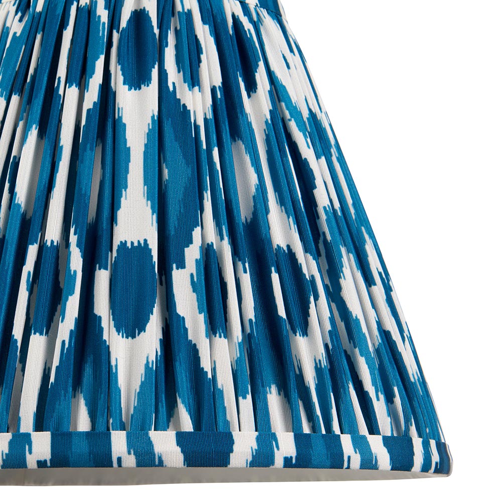 Myrtle And Ikat 25cm Marlin Blue Shade Table Lamp With Gloss Almond White Base