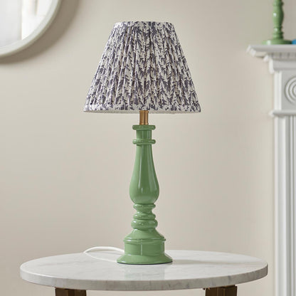 Myrtle And Leaf 25cm Pearl Grey Shade Table Lamp With Gloss Cotswold Green Base