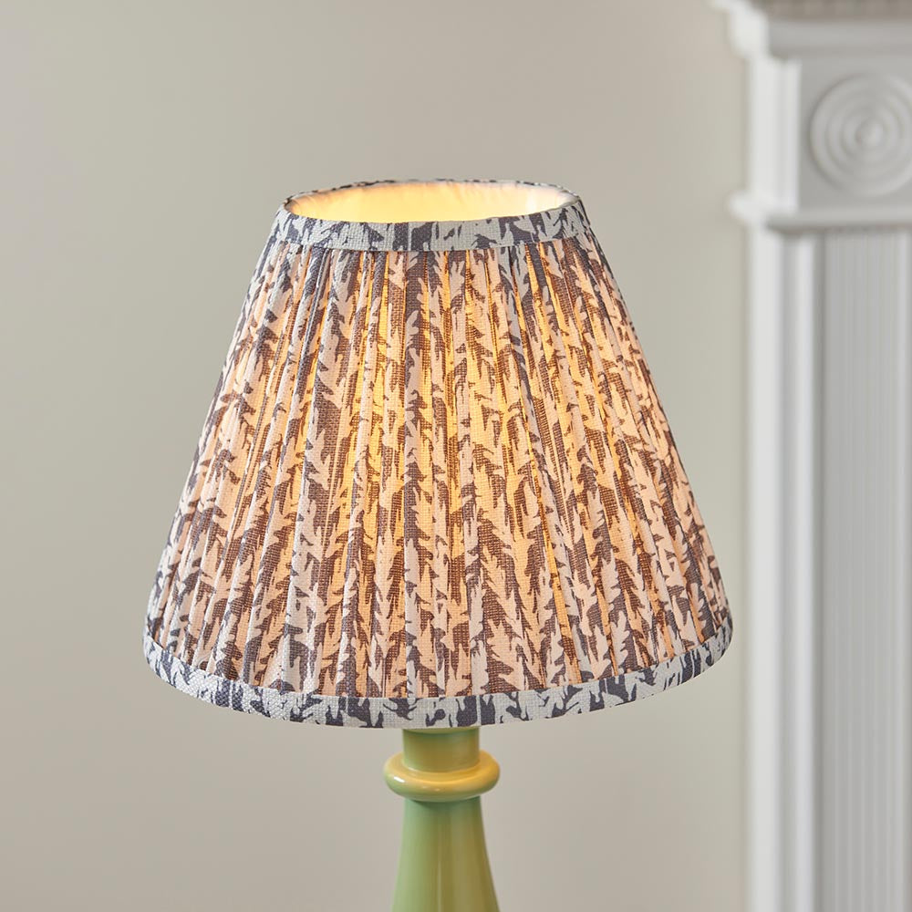 Myrtle And Leaf 25cm Pearl Grey Shade Table Lamp With Gloss Cotswold Green Base