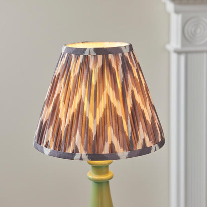 Myrtle And Zigzag 25cm Pearl Grey Shade Table Lamp With Gloss Cotswold Green Base